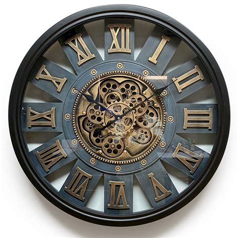 large exposed gear wall clock.